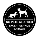 Signs ByLITA Circle No Pets Allowed Except Service Animals Sign