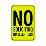 Portrait Round No Soliciting No Exceptions Sign