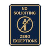 Portrait No Soliciting Zero Exceptions Wall or Door Sign
