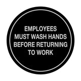 Signs ByLITA Circle Employees Must Wash Hands Before Returning to Work Sign