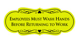 Signs ByLITA Designer Employees Must Wash Hands Before Returning to work Sign