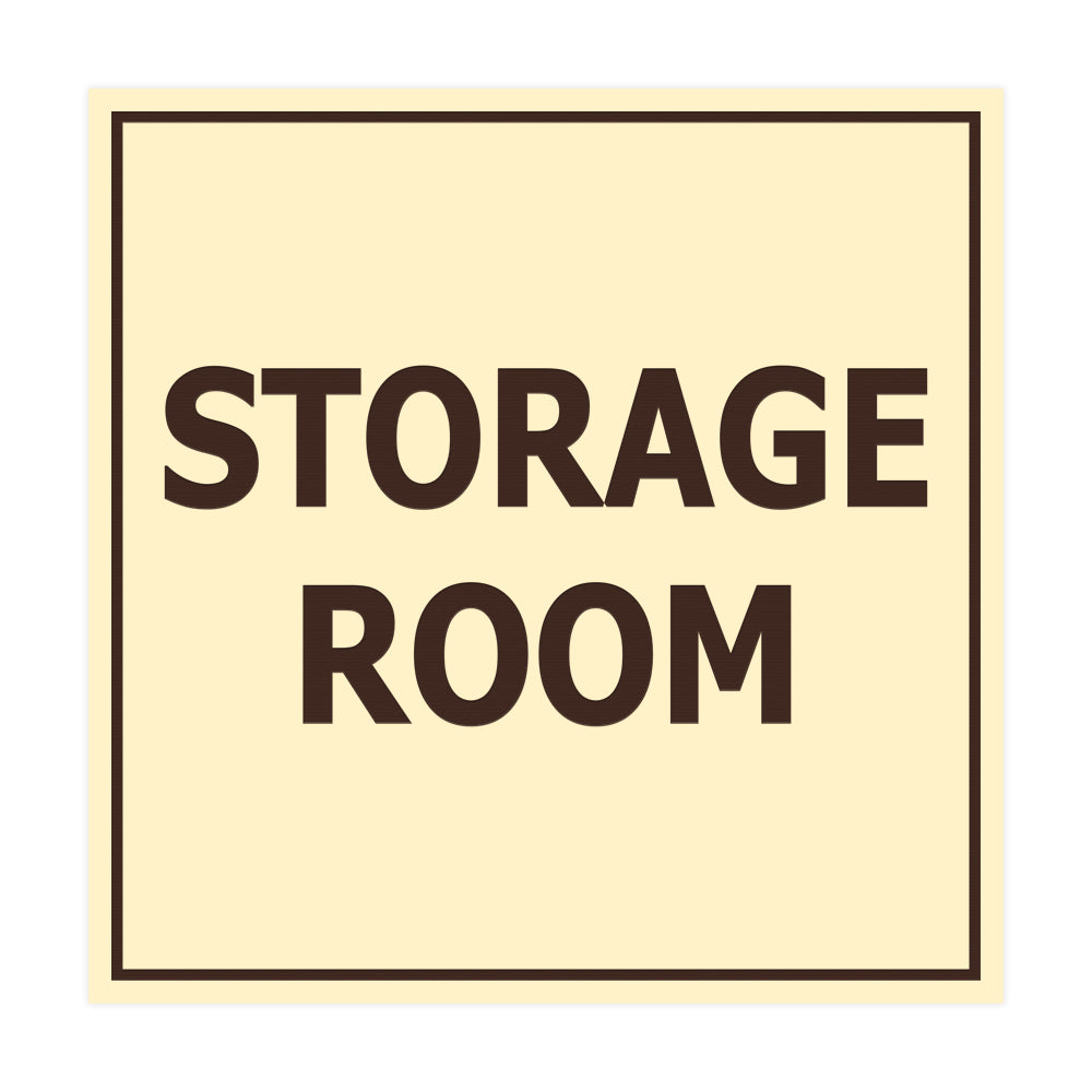 Ivory / Dark Brown Signs ByLITA Square Storage Room Sign