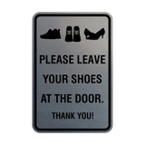 Portrait Round Please leave your shoes at the door thank you Sign with Adhesive Tape, Mounts On Any Surface, Weather Resistant