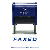 Blue Faxed By Date Self Inking Rubber Stamp