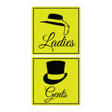 Square ladies and gents sign set with Adhesive Tape, Mounts On Any Surface, Weather Resistant