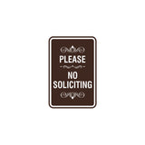 Portrait Round please no soliciting Sign with Adhesive Tape, Mounts On Any Surface, Weather Resistant