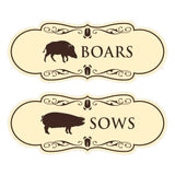Designer Boars and Sows, Novelty Restroom (Set of 2) Wall or Door Signs