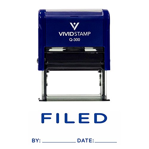 Blue Filed By Date Self Inking Rubber Stamp