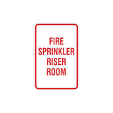 Portrait Round Fire Sprinkler Riser Room Sign with Adhesive Tape, Mounts On Any Surface, Weather Resistant