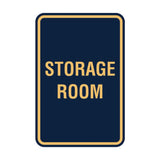 Navy Blue / Gold Portrait Round Storage Room Sign