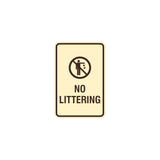 Portrait Round No Littering Sign With Adhesive Tape