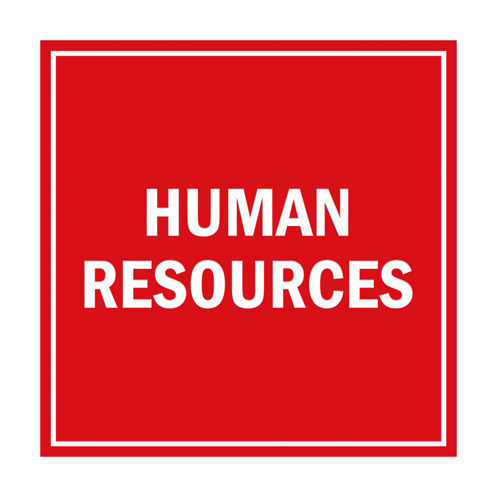 Square Human Resources Sign with Adhesive Tape, Mounts On Any Surface, Weather Resistant