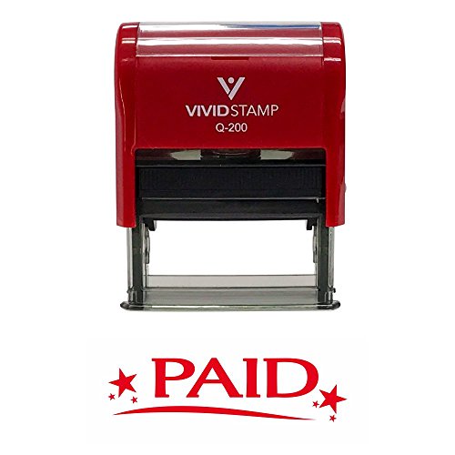 Paid W/Stars Self Inking Rubber Stamp