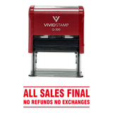 Red All Sales Final No Refunds No Exchanges Self Inking Rubber Stamp