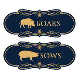 Designer Boars and Sows, Novelty Restroom (Set of 2) Wall or Door Signs