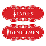 Designer Ladies and Gentlemen Figurines Restroom Signs (Set of 2) For Walls or Doors