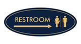 Oval Restroom Right Arrow Sign