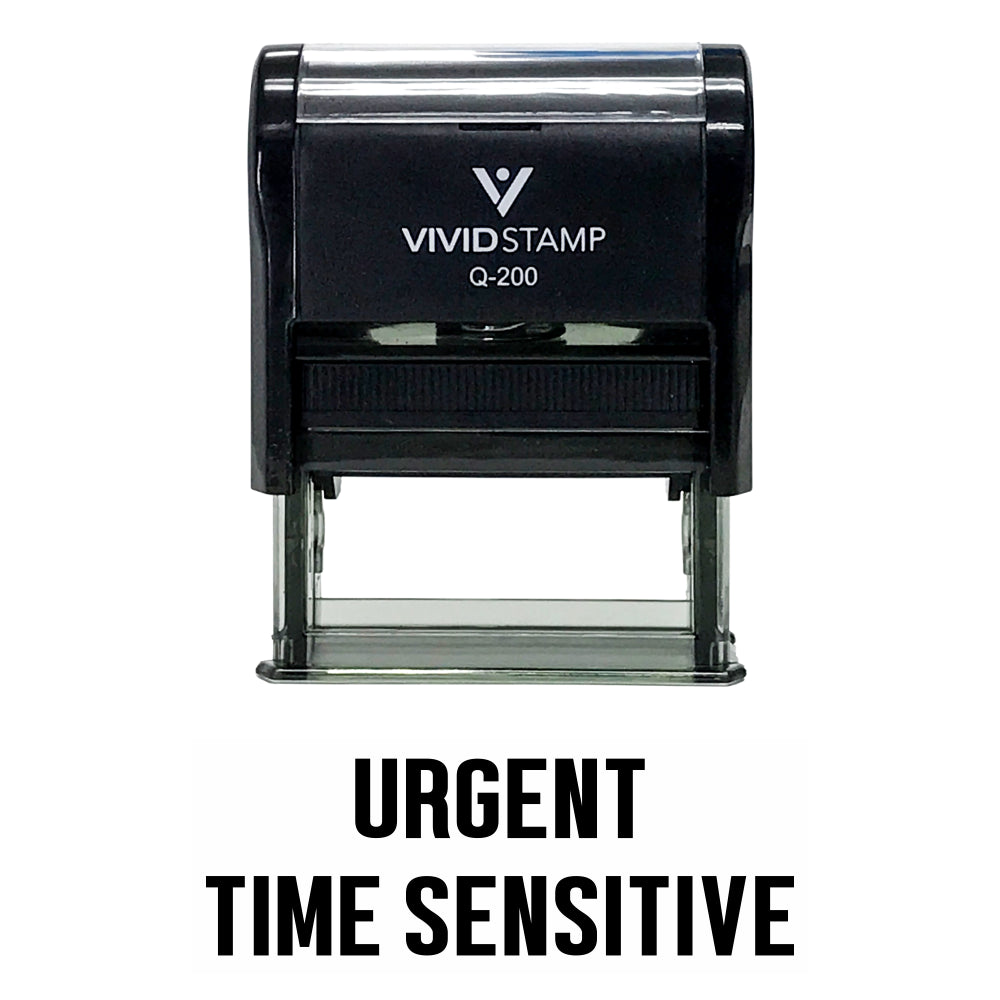 Black Urgent Time Sensitive Self Inking Rubber Stamp