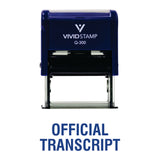 Blue Official Transcript Self Inking Rubber Stamp
