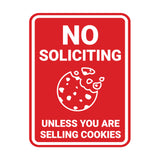 Portrait Round No Soliciting Unless You Are Selling Cookies Wall or Door Sign