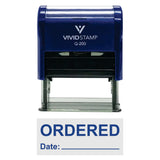Blue Ordered With Date Line Self-Inking Office Rubber Stamp