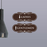 Designer Ladies and Gentlemen Figurines Restroom Signs (Set of 2) For Walls or Doors