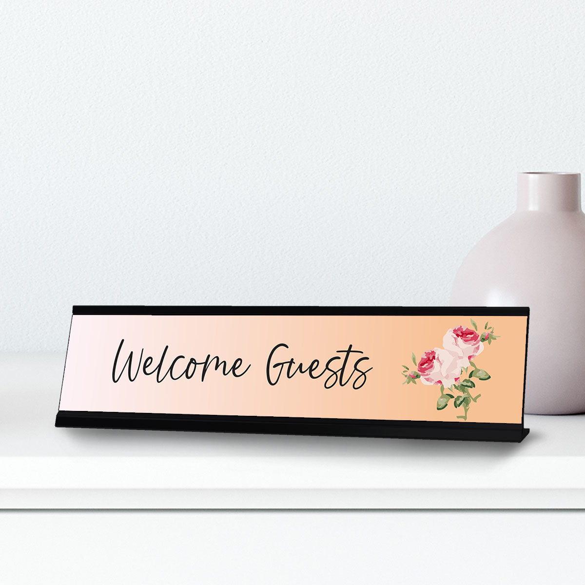 Welcome Guests, Desk Sign or Front Desk Counter Sign (2 x 8")