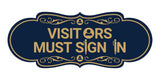 Designer Visitors Must Sign In Wall or Door Sign