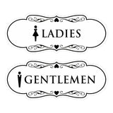 Designer Ladies and Gentlemen Figurines Restroom Signs (Set of 2) For Walls or Doors