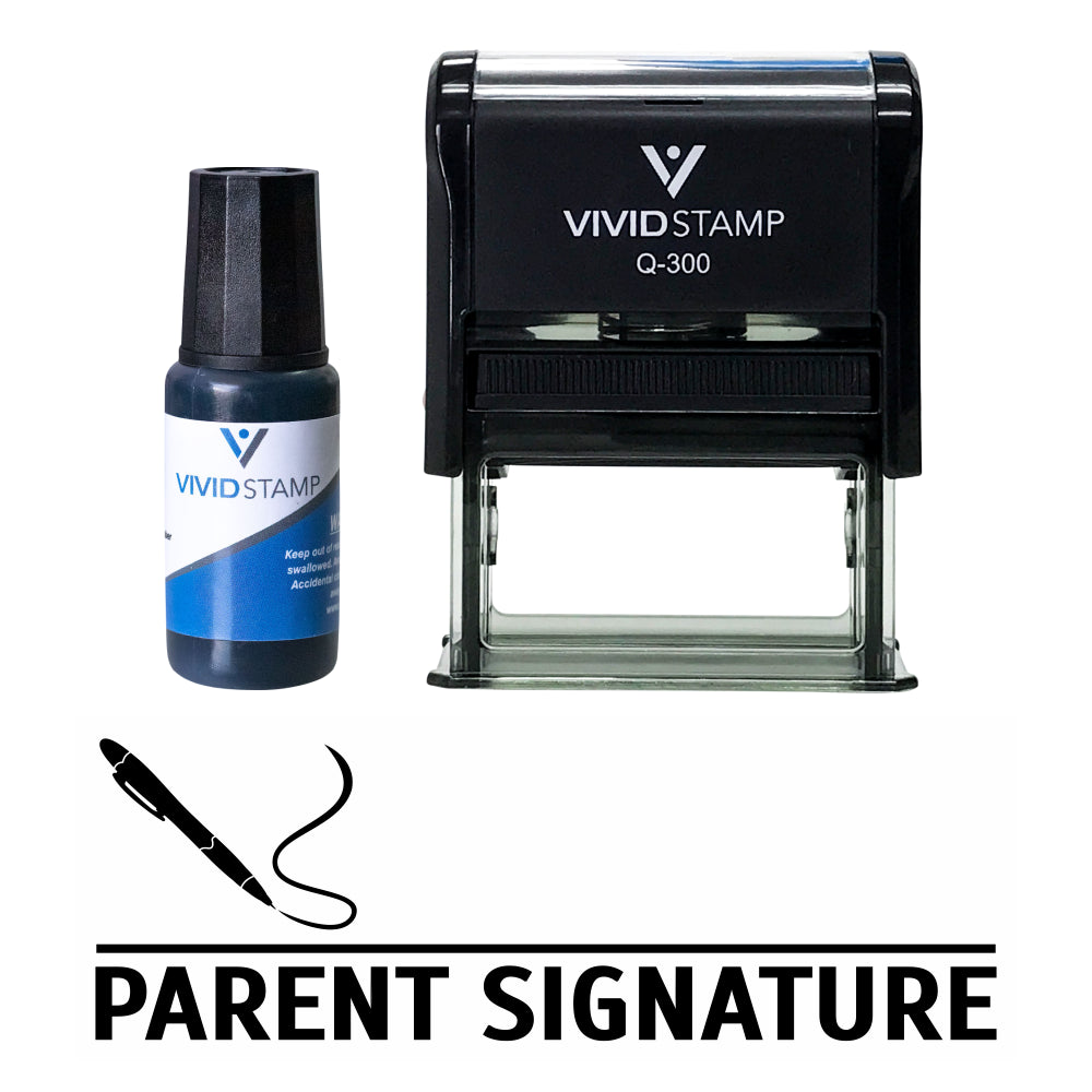 Black Parent Signature Self Inking Rubber Stamp Combo With Refill