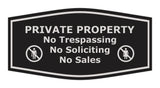 Fancy Private Property No Trespassing No Soliciting No Sales Wall or Door Sign