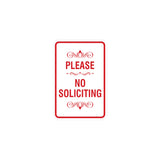 Portrait Round please no soliciting Sign with Adhesive Tape, Mounts On Any Surface, Weather Resistant