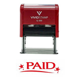 Paid W/Stars Self Inking Rubber Stamp