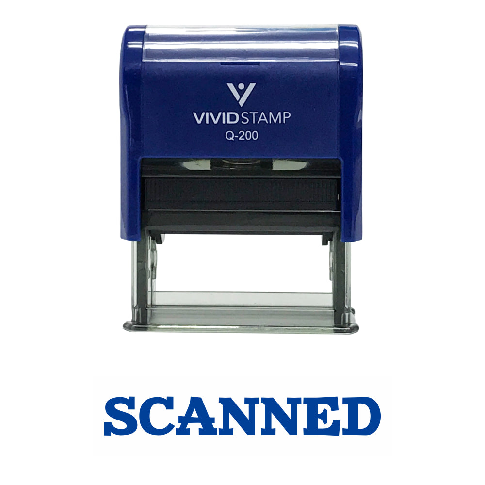 Blue Simple SCANNED Office Self-Inking Office Rubber Stamp