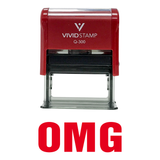 Red OMG Self Inking Rubber Stamp