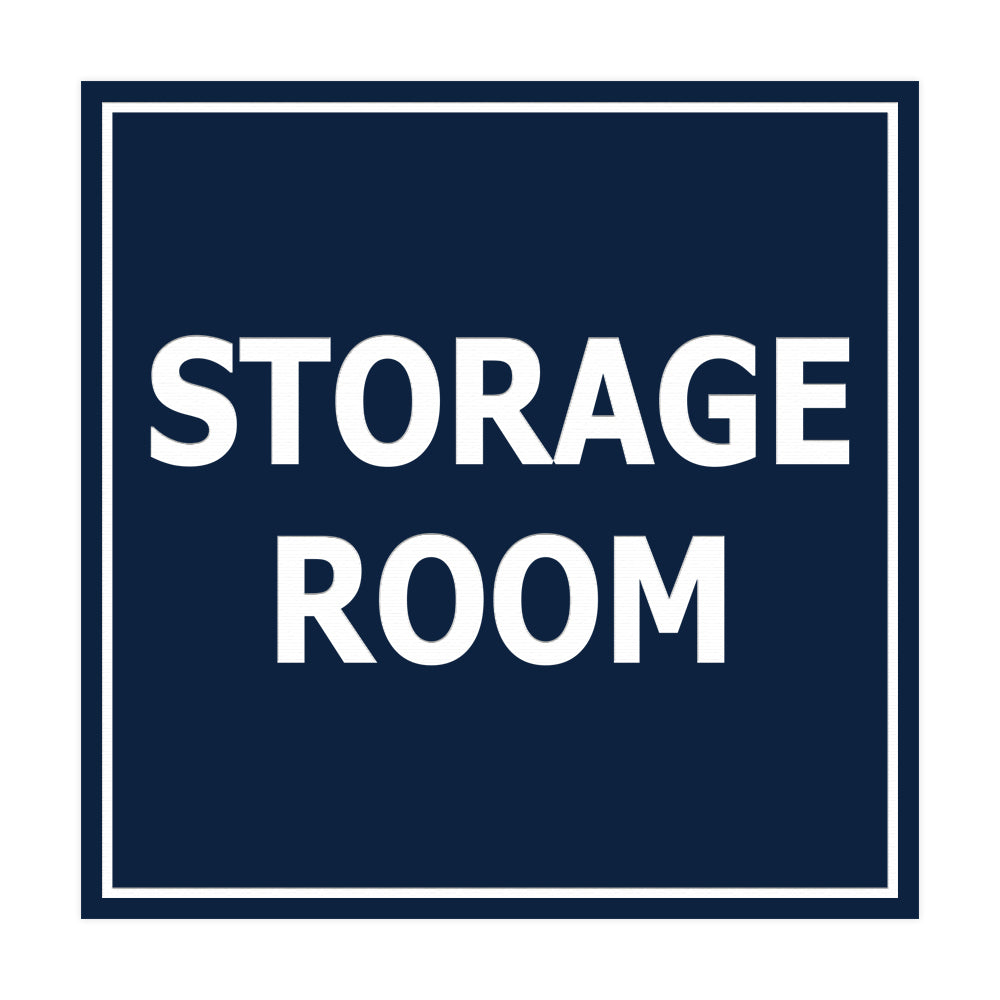 Navy Blue / White Signs ByLITA Square Storage Room Sign