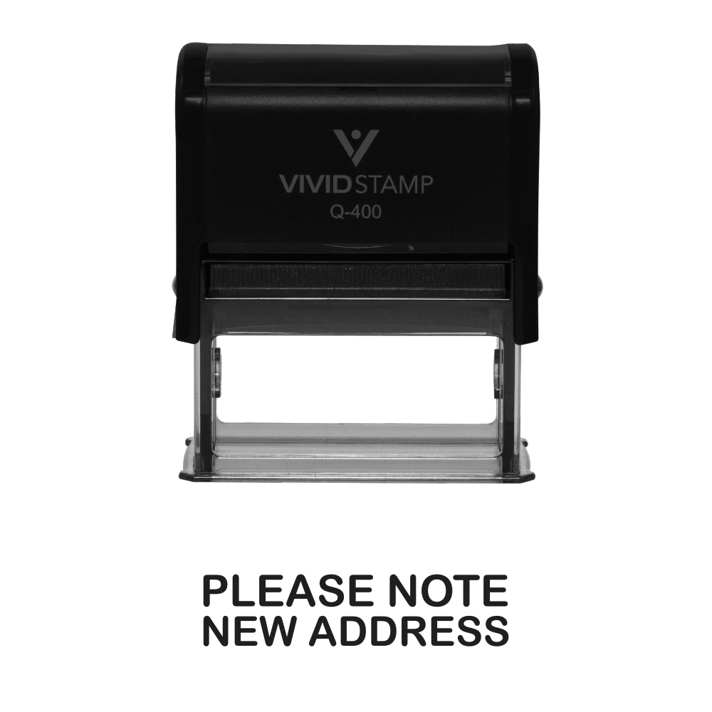 Black PLEASE NOTE NEW ADDRESS Self Inking Rubber Stamp