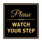 Signs ByLITA Square Classy Please Watch Your Step Sign with Adhesive Tape, Mounts On Any Surface, Weather Resistant, Indoor/Outdoor Use