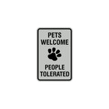 Signs ByLITA Portrait Round Pets Welcome People Tolerated Sign