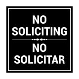 Square No Soliciting No Solicitar Sign with Adhesive Tape, Mounts On Any Surface, Weather Resistant