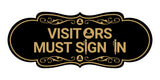 Designer Visitors Must Sign In Wall or Door Sign