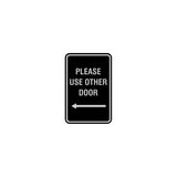 Portrait Round please use other door left arrow Sign with Adhesive Tape, Mounts On Any Surface, Weather Resistant