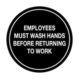 Signs ByLITA Circle Employees Must Wash Hands Before Returning to Work Sign
