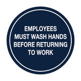 Signs ByLITA Circle Employees Must Wash Hands Before Returning to Work Sign
