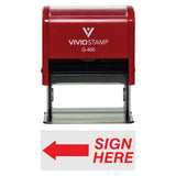 Red Sign Here Left Arrow Self-Inking Office Rubber Stamp