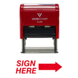 Red SIGN HERE Self Inking Rubber Stamp