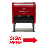 Red SIGN HERE Self Inking Rubber Stamp