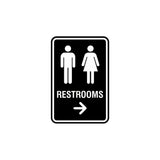 Portrait Round Restrooms Right Arrow Sign