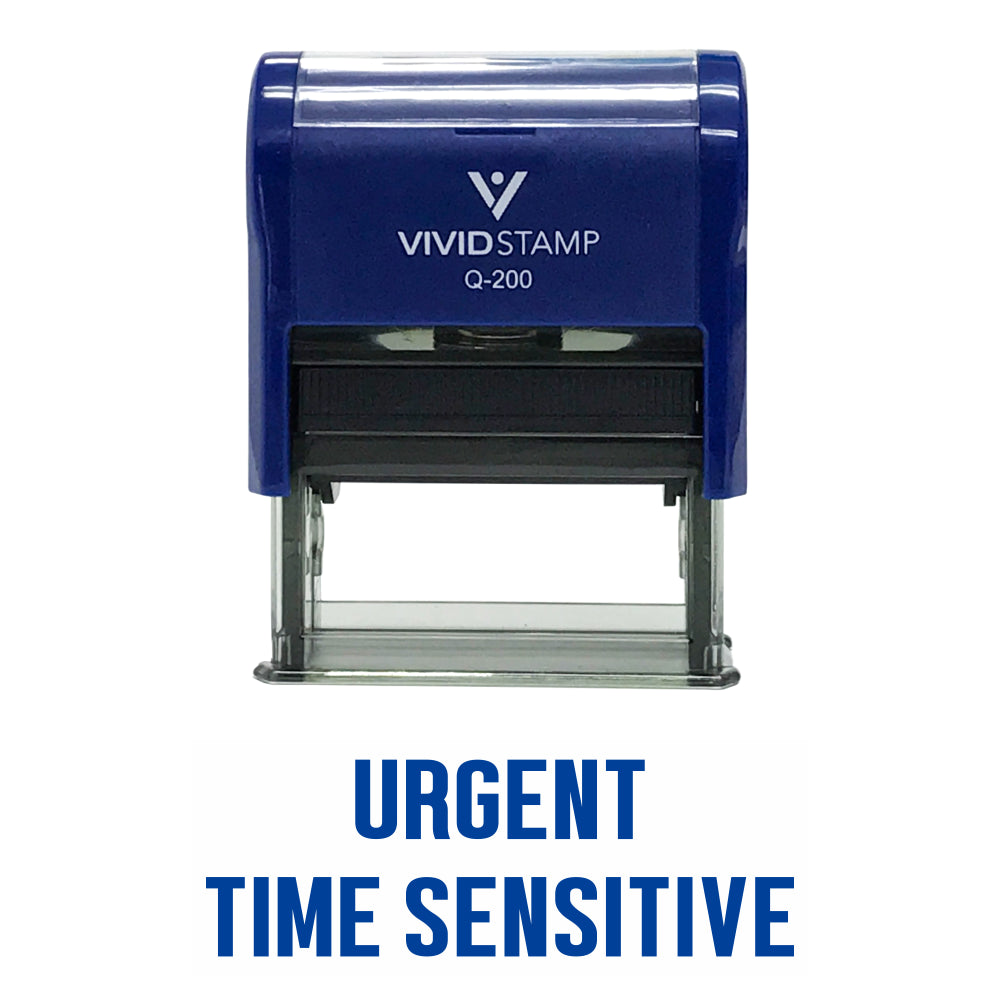 Blue Urgent Time Sensitive Self Inking Rubber Stamp