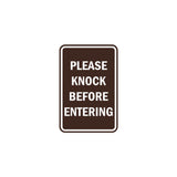 Portrait Round please knock before entering Sign with Adhesive Tape, Mounts On Any Surface, Weather Resistant